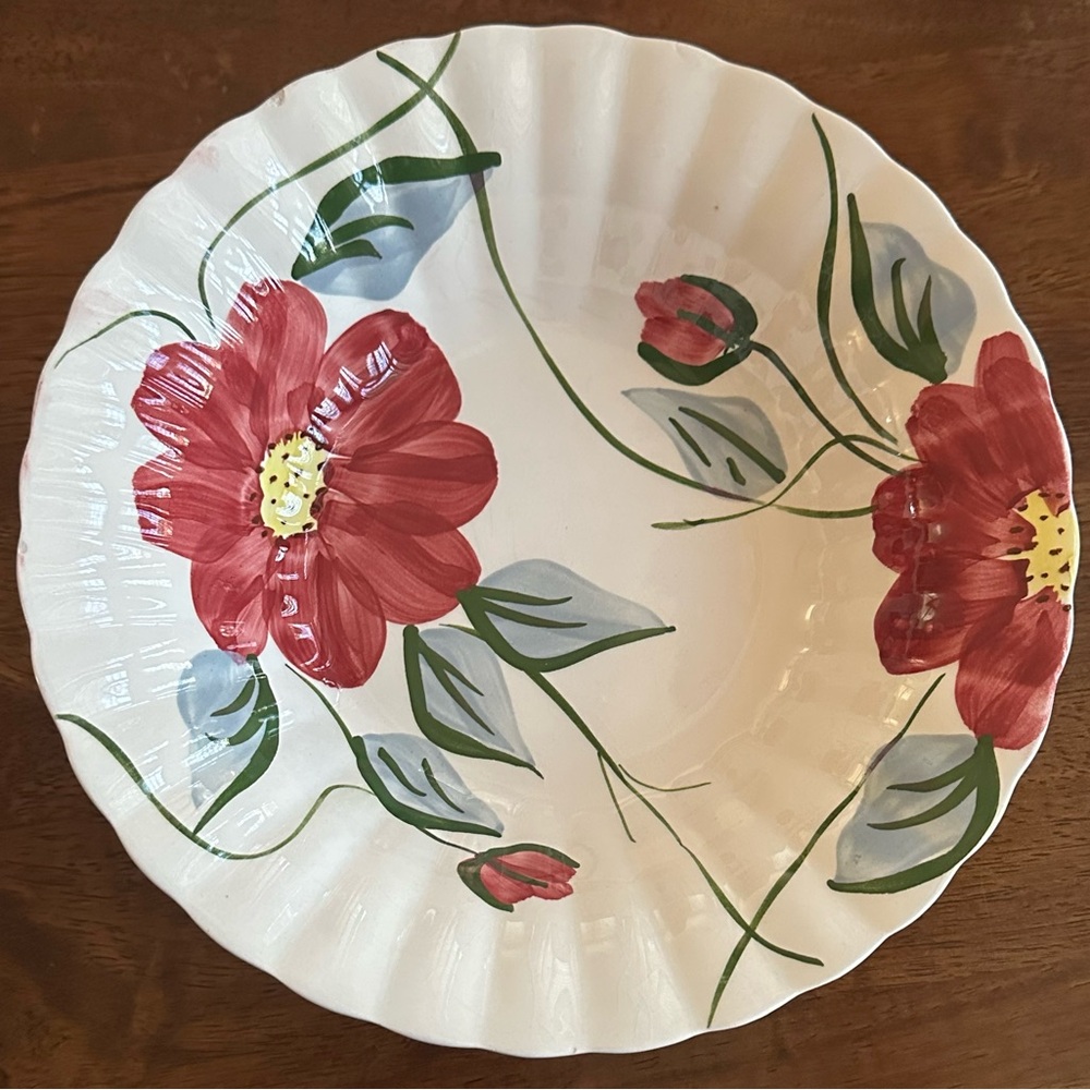 Vintage Blue Ridge Floral Serving Bowl 🌸 Scalloped Edge Charm